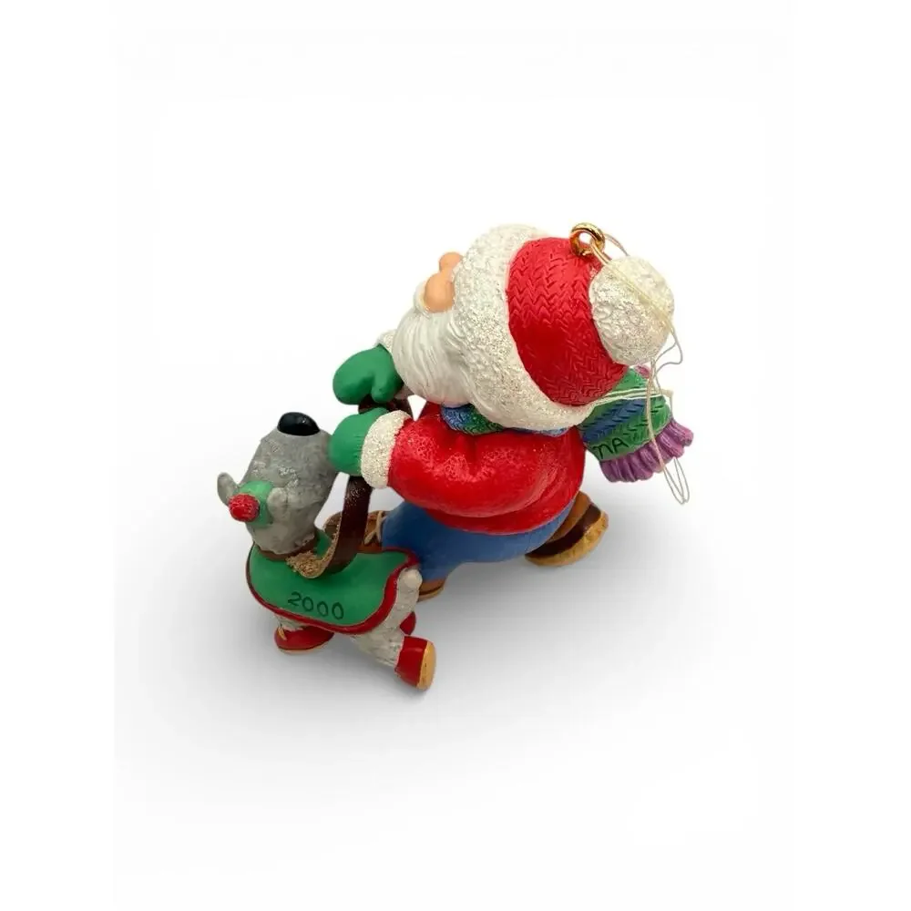 Vintage‎ Hallmark Keepsake Ornament Stroll Round The Pole Santa w/Puppy 2000 EUC